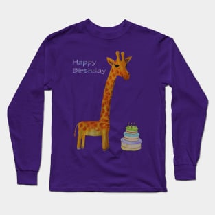 Birthday Giraffe Long Sleeve T-Shirt